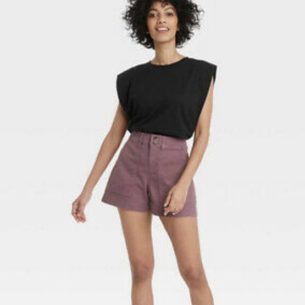 NEW! A New Day Purple Stretch Elastizado High Rise Shorts